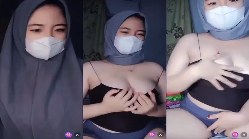 Hijabers Nakal Pamer Payudara Montok Pakai Masker backdrop